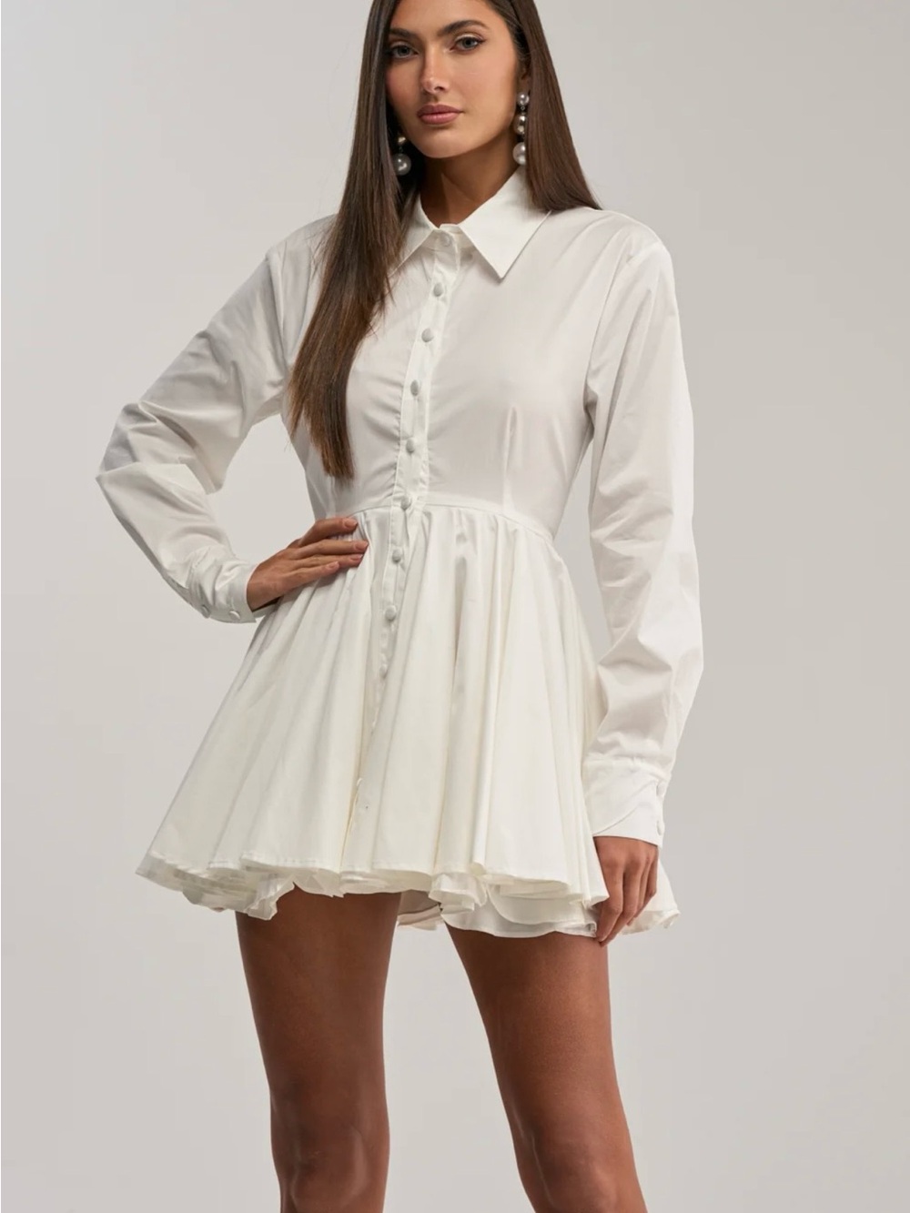 AKIRA White Button-Front Mini Dress